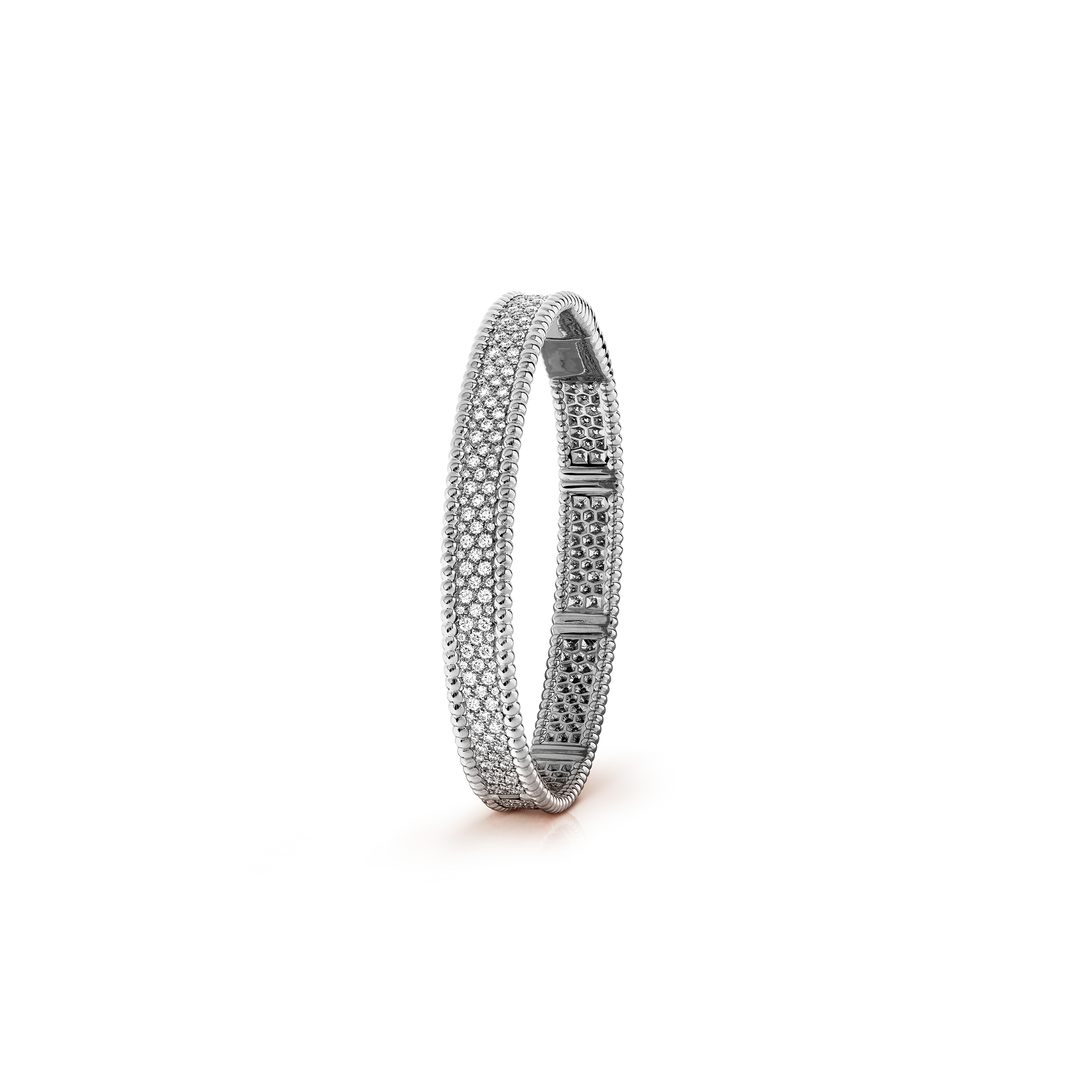 V*N CL*F arpels perlÉe diamonds bracelet, 3 rows, small model - white gold, diamond  vcaro14800
